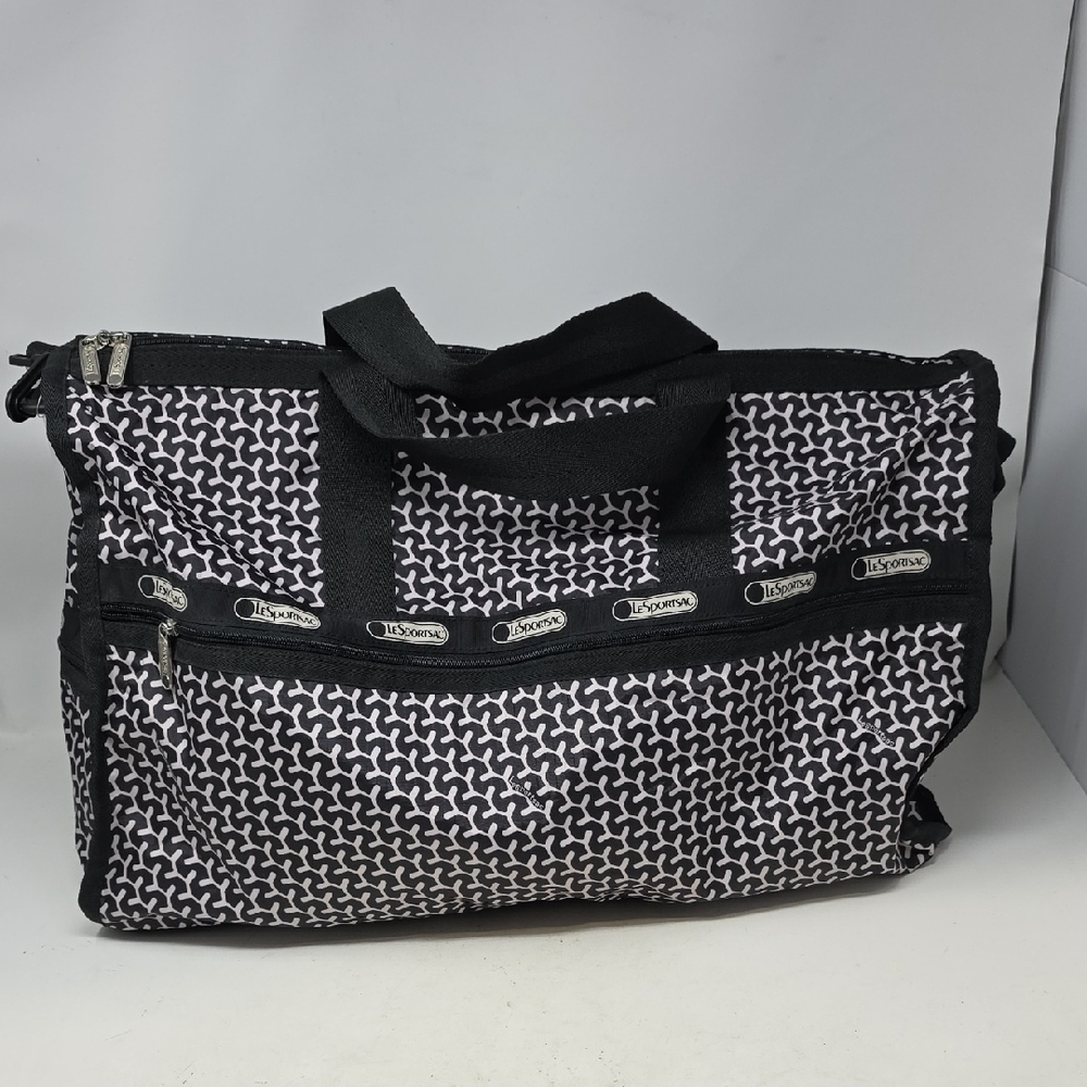 LeSportsac Weekender Peppercorn Large Black and White Patterned Tote Bag